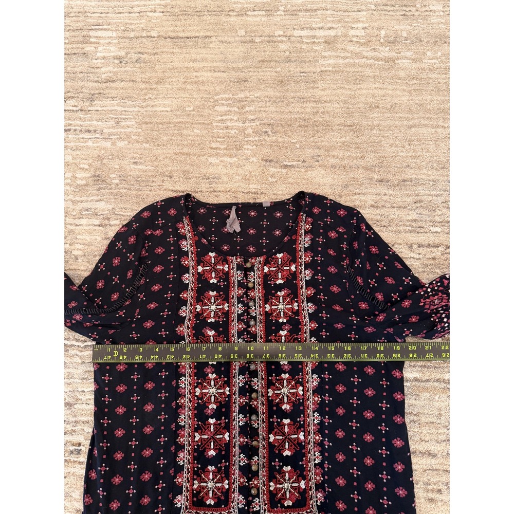 VanessaVirginia Anthropologie Dress Womens Medium Black Embroidered Boho Swing - Picture 15 of 16